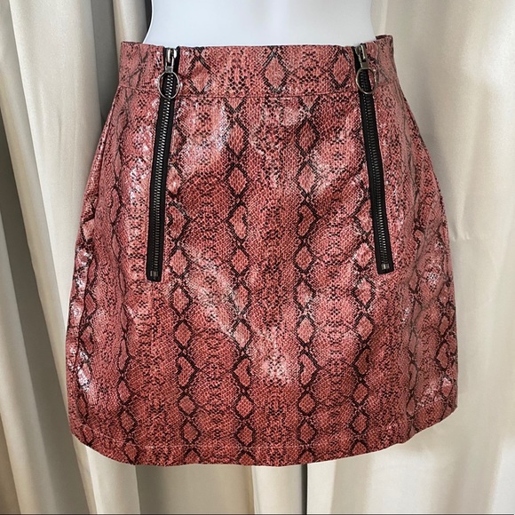 LAZY OAF Pink Zipper Rattlesnake Mini A Line Skirt - Picture 2 of 7